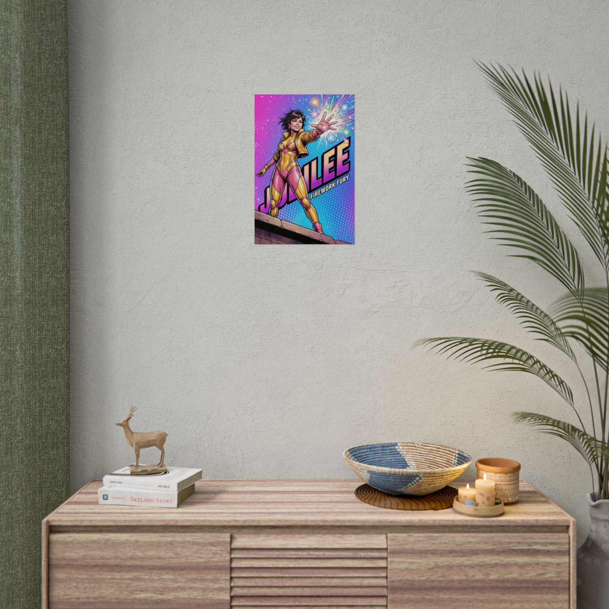 Jubilee Poster / Jubilee Wall Art / Jubilee Art Print / X-Men Poster - vibrant Jubilee comic art on wall with colorful cosmic energy and dynamic pose