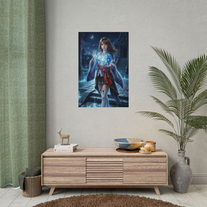 Yuna Poster Final Fantasy X Wandbild Beschwörerin Mädchen Print Fantasy Frau Deko Emotionales Anime Kunstwerk Gamer Zimmer Geschenk