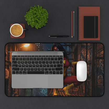 Spider-Woman Gaming Mouse Pad, Superhero Desk Mat, Comic Heroine Desk Setup — high-def Spider-Woman artwork on large ergonomic gaming desk mat