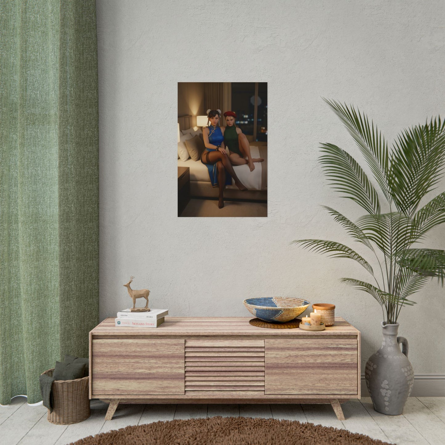 Chun-Li and Cammy White Poster, Street Fighter Art Print – Iconic Fighters on a modern gaming room wall display