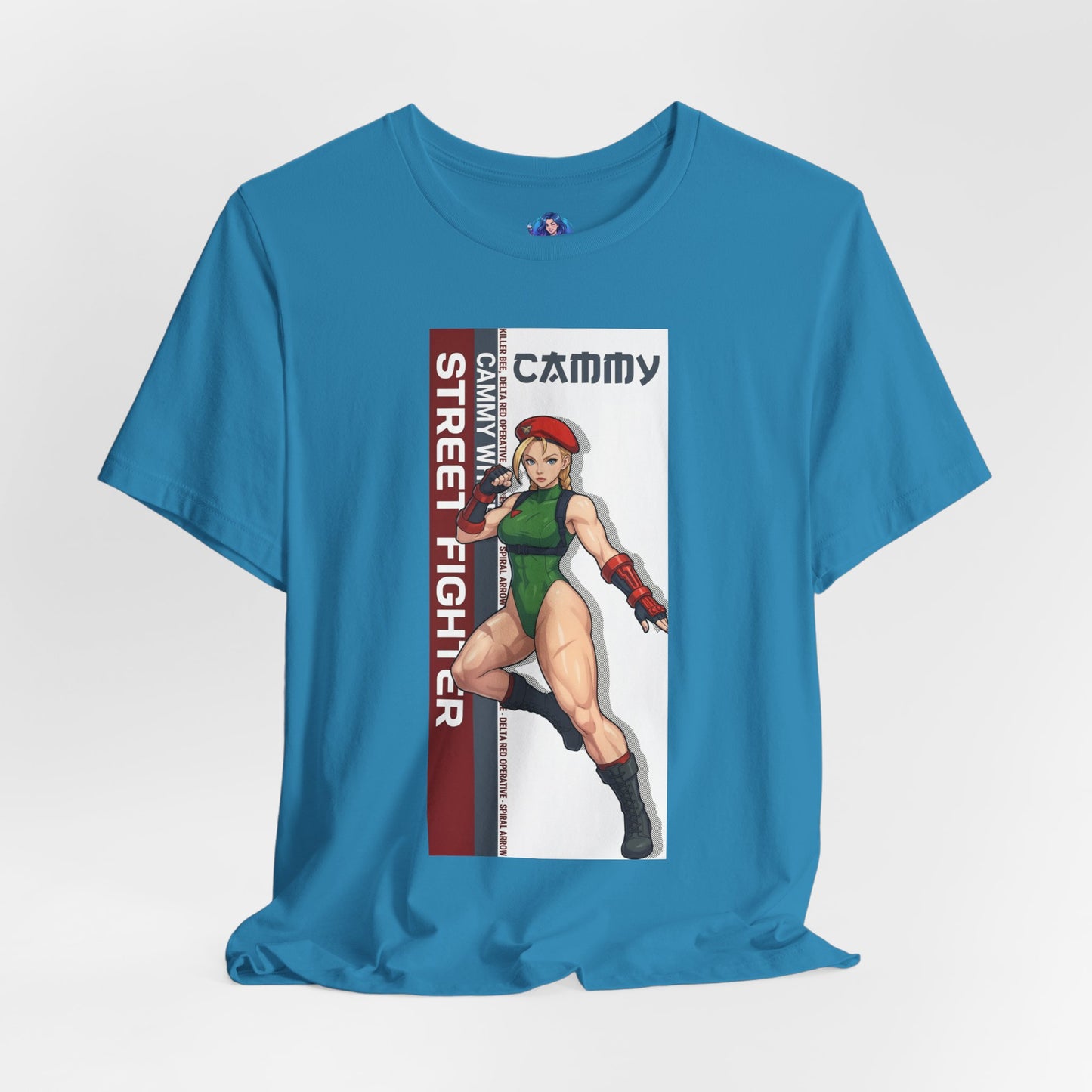 Cammy White T-Shirt | Street Fighter Anime Tee for Gamers & Fighting Game Fans - anime-style Cammy print on Bella Canvas 3001 unisex tee