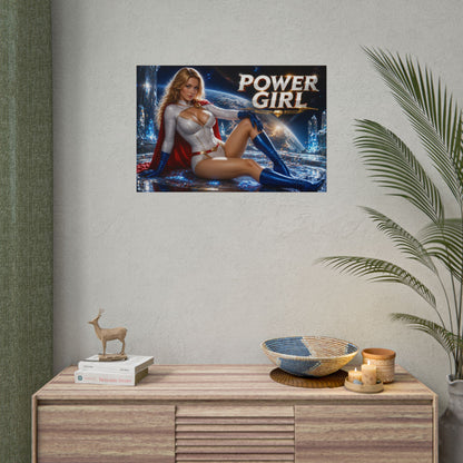 Power Girl Character Poster Comic Style Wall Decor Bedroom Collector Gift