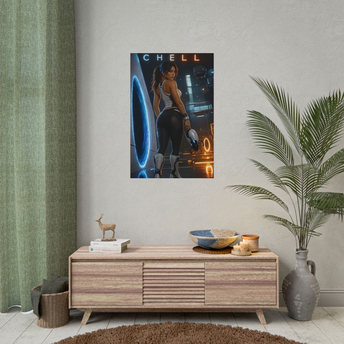 Chell Portal 2 Poster Valve Sci-Fi Gaming Wall Art Print