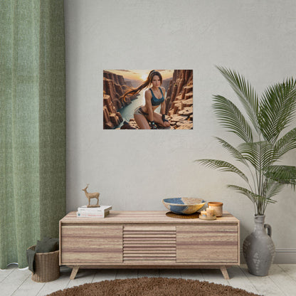 Wandbild mit Abenteuer-Waifu | Lara Croft Anime-Poster für die Gaming-Zimmer-Deko