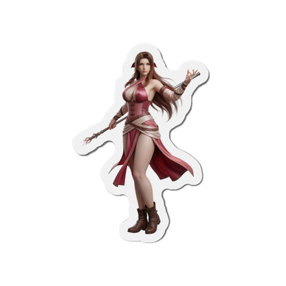Alt Tag: Aerith Magnet – Final Fantasy VII Fridge Magnet, Anime Heroine Decor die-cut vinyl fridge magnet showing Aerith in elegant anime-style pose