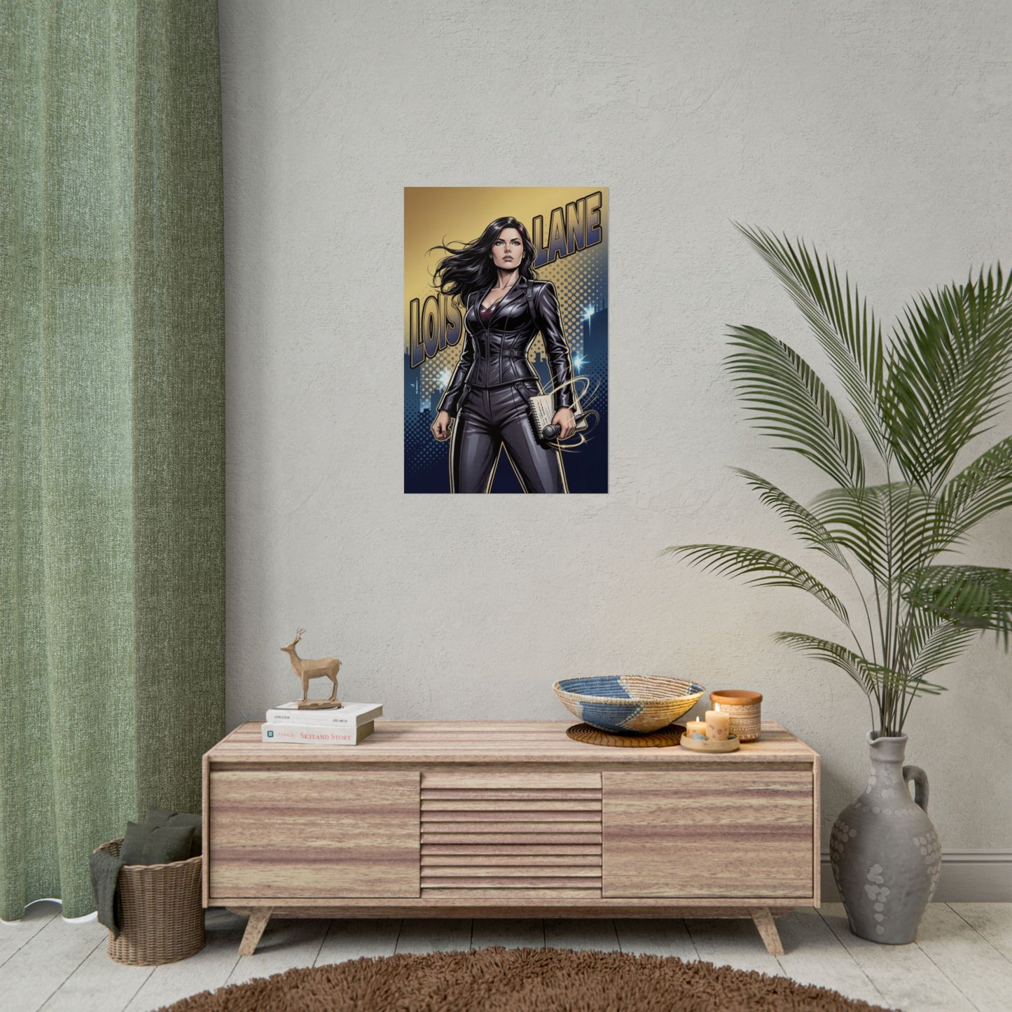 Lois Lane Poster / Lois Lane Wall Art / Lois Lane Art Print / DC Comics Poster — bold Lois Lane holding notebook and mic in city-lit scene