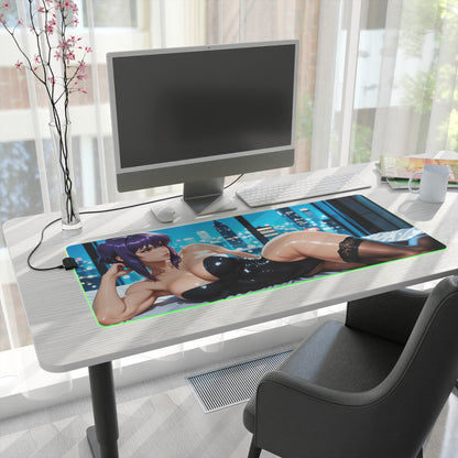 Motoko Kusanagi Desk Mat – LED RGB Pad, Cyber Waifu Anime Girl Setup