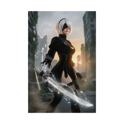 2B Nier Automata Art Print, Sci Fi Game Poster, Android Woman Wall Decor, Gamer Room Setup, Gift for Gamer