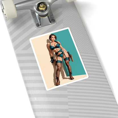 Наклейка Лара Крофт – вінілова наклейка дівчини-дослідниці для ноутбуків та використання в приміщенні