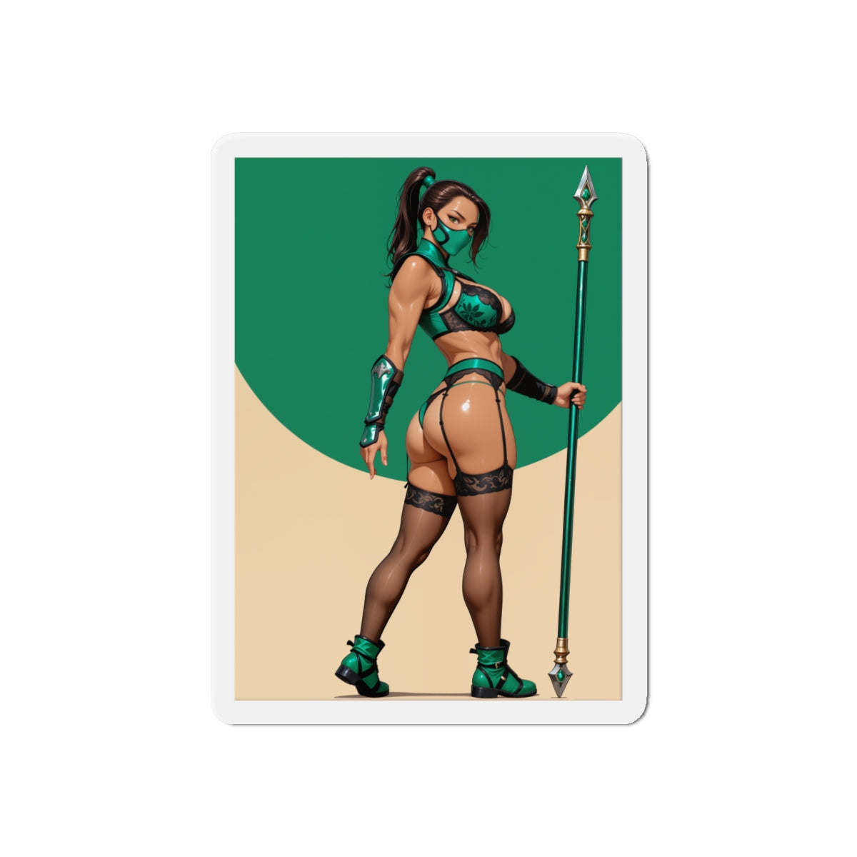Нефритовий магніт – магніт на холодильник із зображенням дівчини з аніме Mortal Kombat, декор із зображенням бійця ніндзя