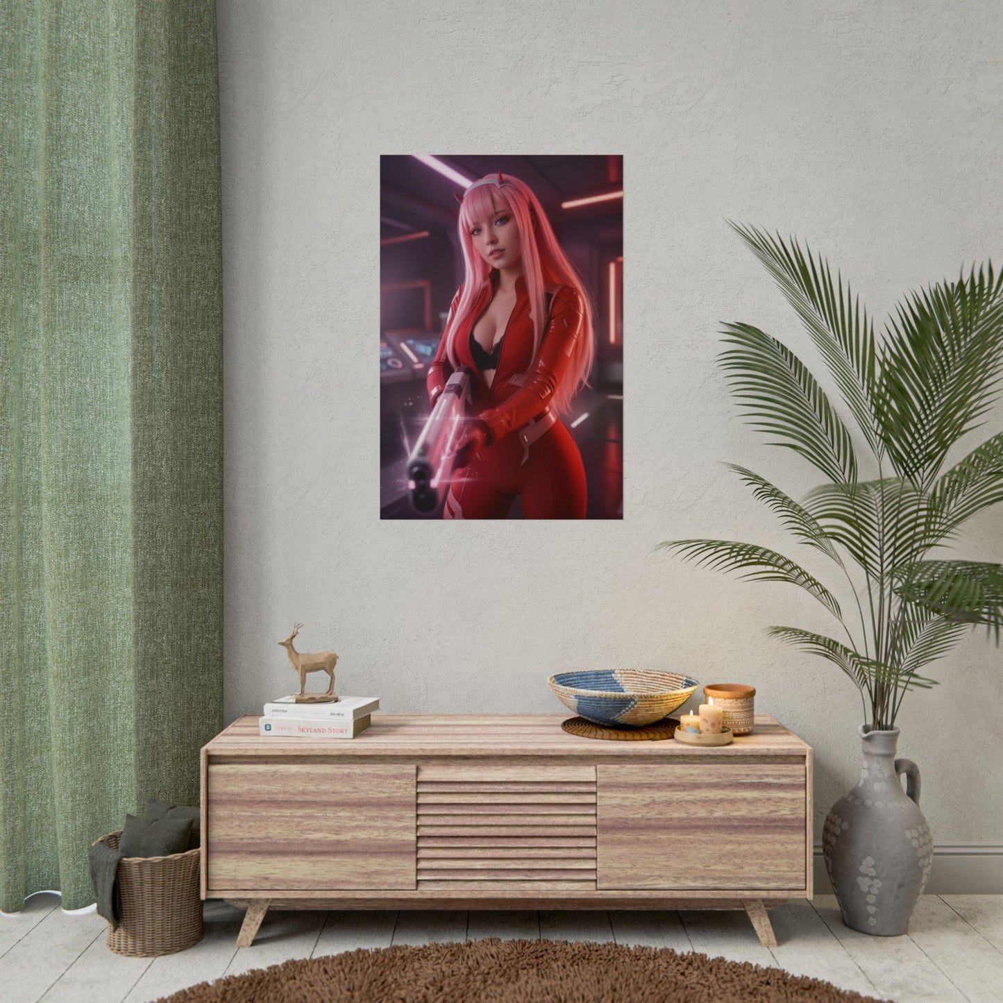 Zero Two Darling in the Franxx Poster Anime Girl Wall Art Pink Hair Woman Print Sci Fi Character Gaming Room Decor Gift