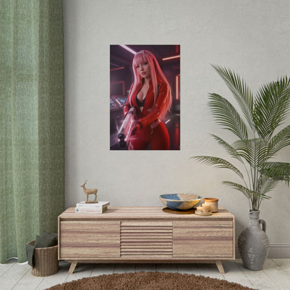 Zero Two Darling in the Franxx Poster Anime Girl Wall Art Pink Hair Woman Print Sci Fi Character Gaming Room Decor Gift