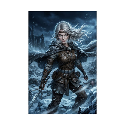 Ciri Witcher Poster Fantasy Girl Wall Art RPG Character Print White Hair Woman Gaming Room Decor Gift