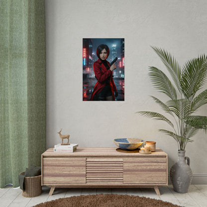 Ada Wong Poster Resident Evil Gun Action Wall Art Gaming Decor