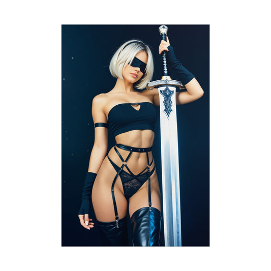 2B Poster, Futuristic Anime Girl Art Print, Waifu Android Wall Decor