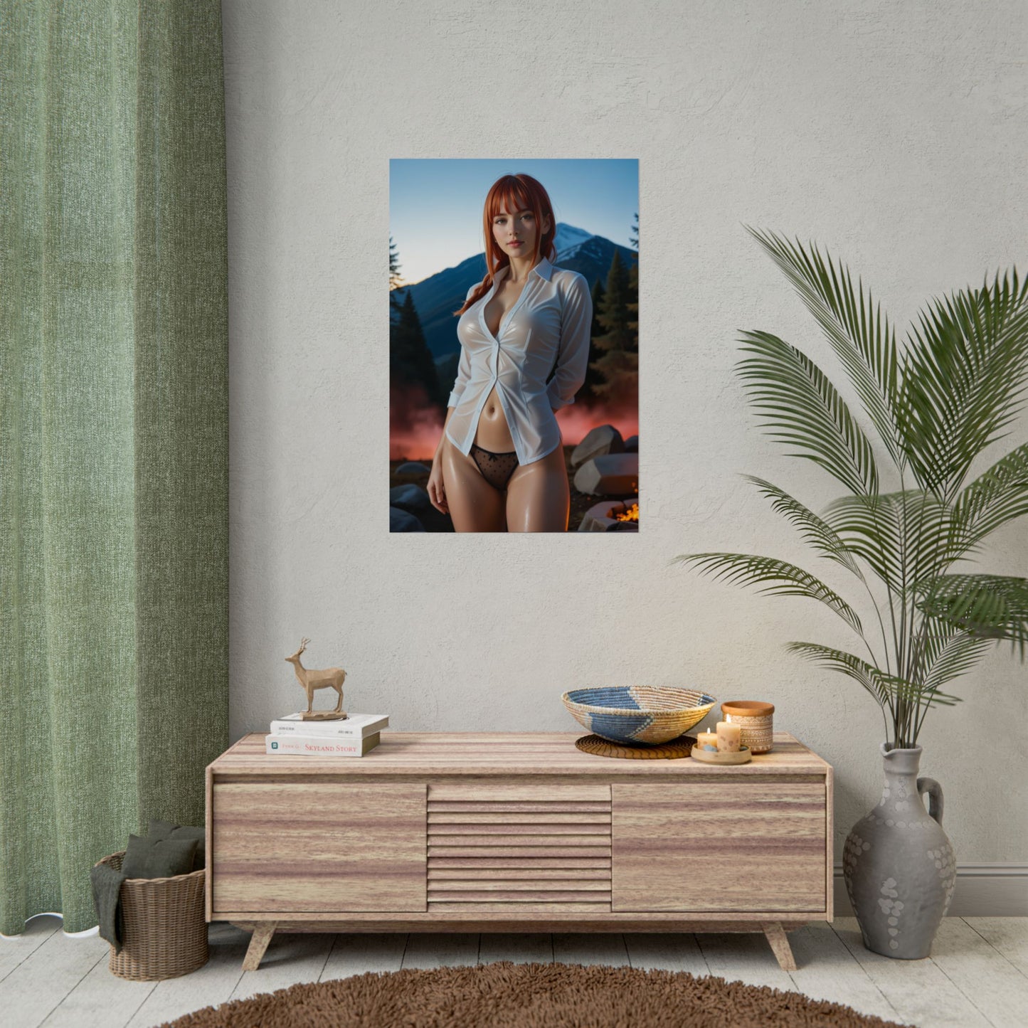 Makima Poster, Chainsaw Anime Girl Art Print, Waifu Devil Hunter Wall Decor