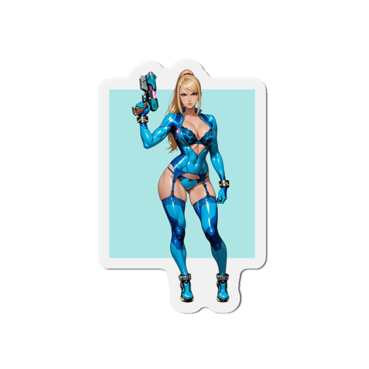 Samus Aran Weltraumjäger-Magnet – Anime-Sci-Fi-Mädchen-Kühlschrankmagnet, Gamer-Deko