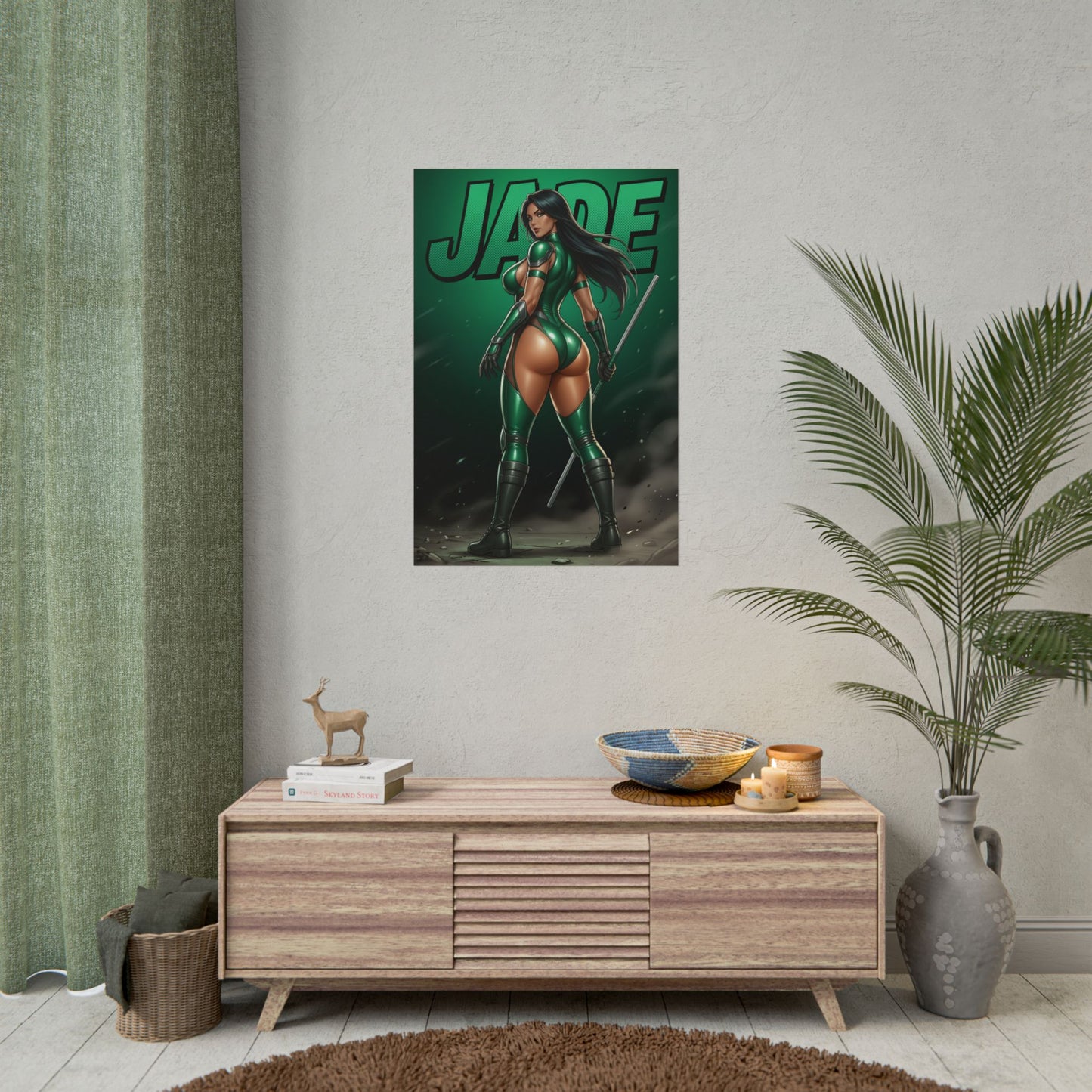 Jade Mortal Kombat Poster, Mortal Kombat Wall Art, Green Ninja Girl Print, Fighting Game Wall Art, Gamer Gift