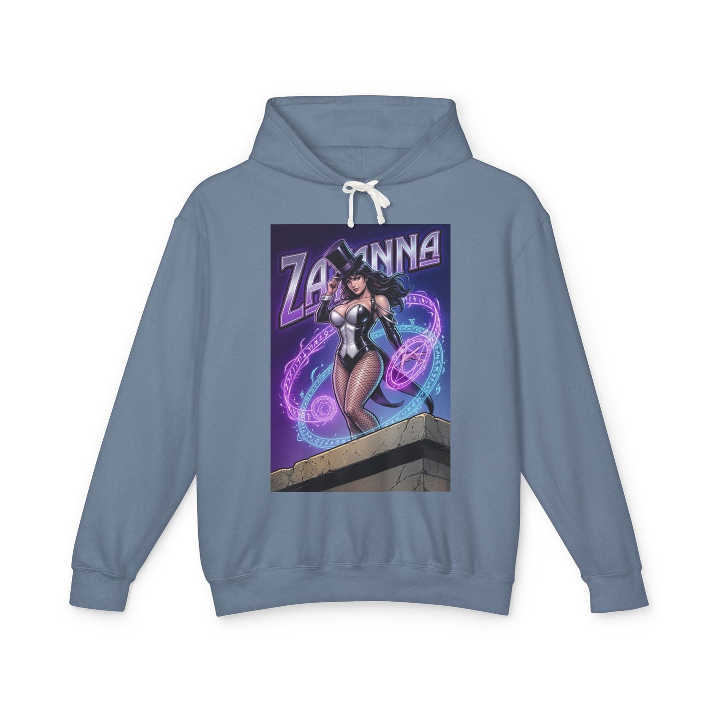 Zatanna Hoodie | DC Magic Hero Hoodie | Master Illusionist Pullover featuring Zatanna graphic on soft blue cotton pullover