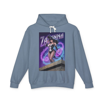 Zatanna Hoodie | DC Magic Hero Hoodie | Master Illusionist Pullover featuring Zatanna graphic on soft blue cotton pullover