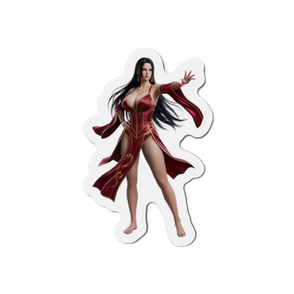Boa Hancock Magnet – One Piece Anime Heroine Fridge Magnet, Pirate Decor - die-cut vinyl magnet of Boa Hancock in red outfit for fridge or locker