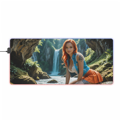 Килимок для столу Nami – світлодіодний RGB-підкладка, елегантний ігровий комплект із зображенням дівчини з аніме Вайфу