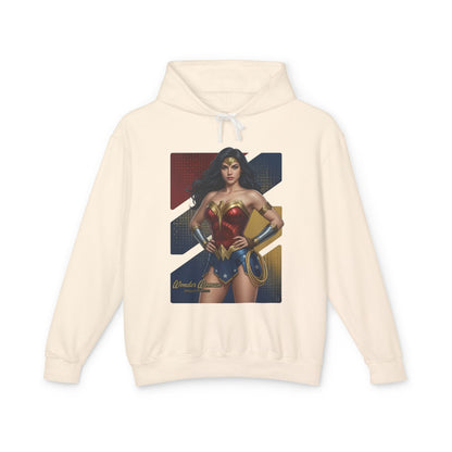 Wonder Woman Hoodie | DC Comics Hoodie | Anime Warrior Goddess Pullover cream pullover with anime-inspired Wonder Woman graphic and gold lasso