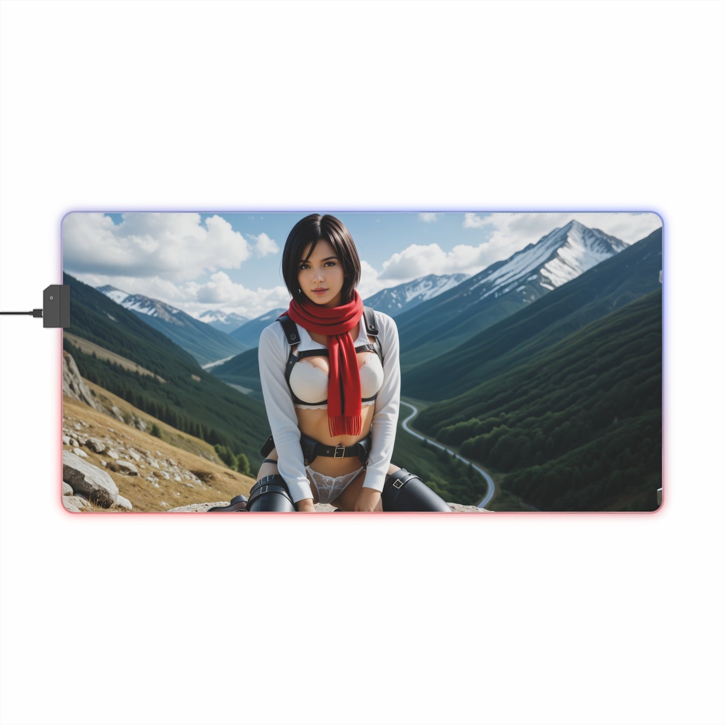 Килимок для столу Mikasa Ackerman – світлодіодний RGB-підсвітлювальний килимок, ігрова конфігурація для дівчат з аніме Waifu