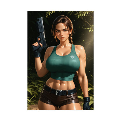 Lara Croft Poster, Anime-Abenteuer-Kunstdruck, Waifu-Entdecker-Wanddeko