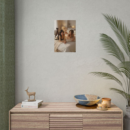 Tifa Aerith Poster, Final Fantasy VII Art Print – Gamer Gift Wall Decor shown as framed wall art above console in modern gamer room