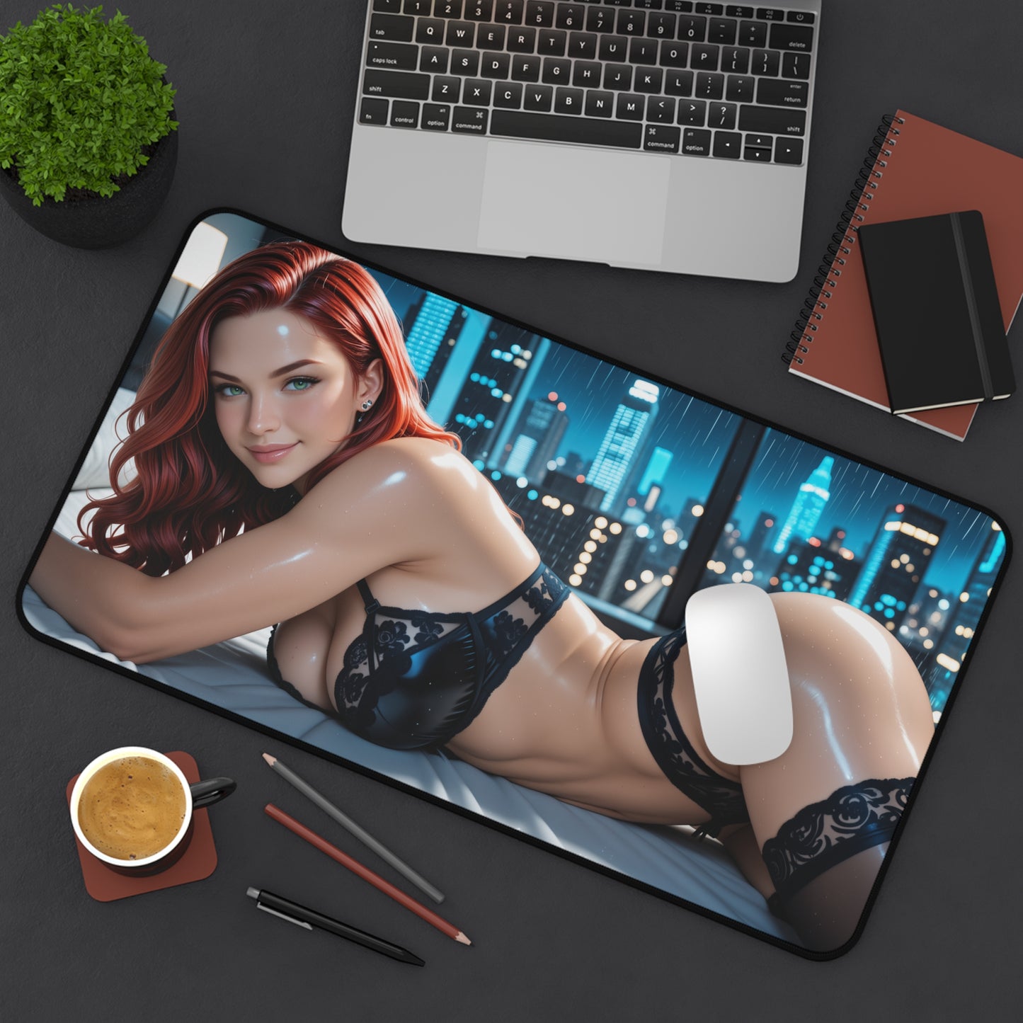 Black Widow Gaming Mouse Pad, Superhero Desk Mat, Marvel Heroine Gaming Setup