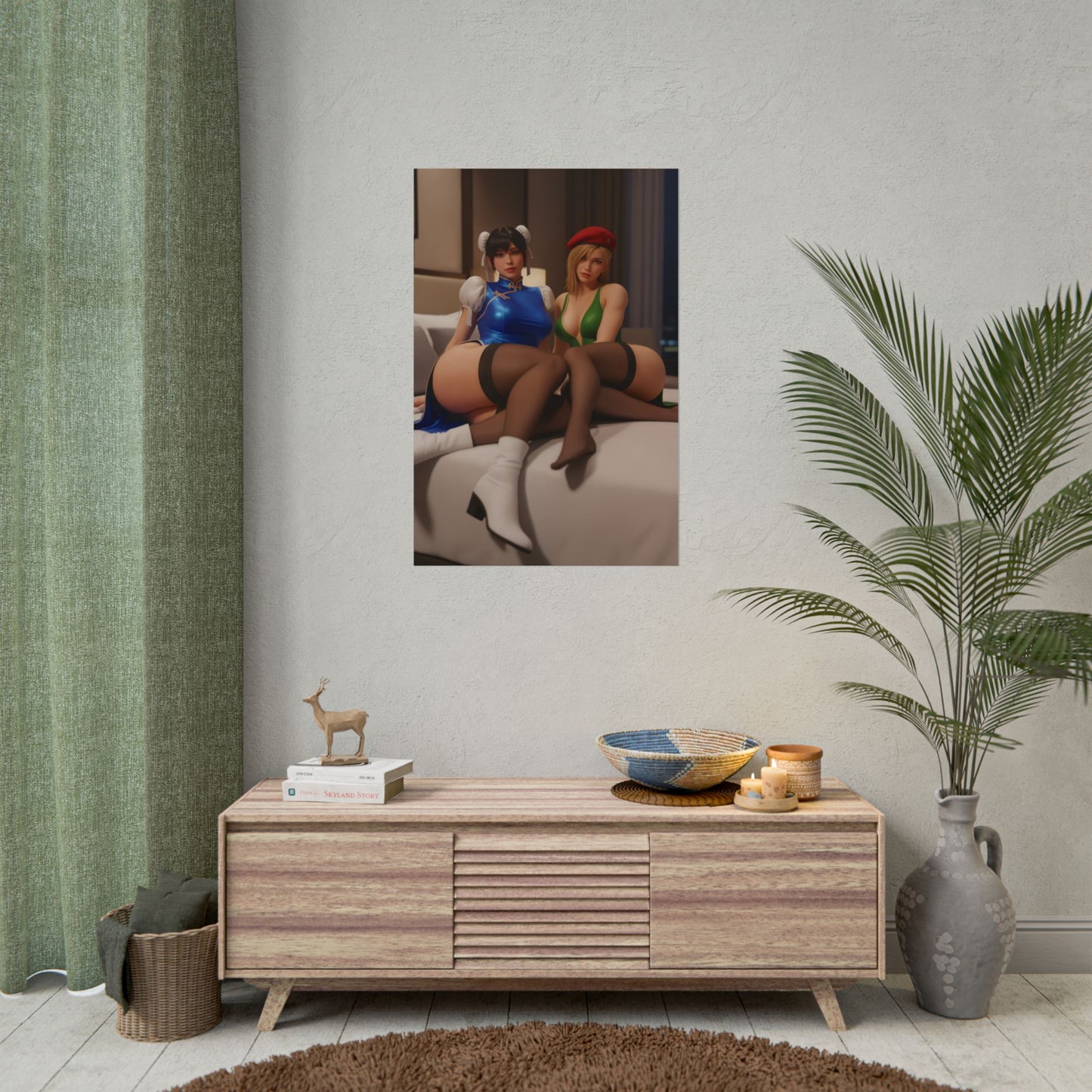 Chun-Li and Cammy White Poster, Street Fighter Art Print – Fighter Duo Gift on gamer room wall, collectible fighting game duo print