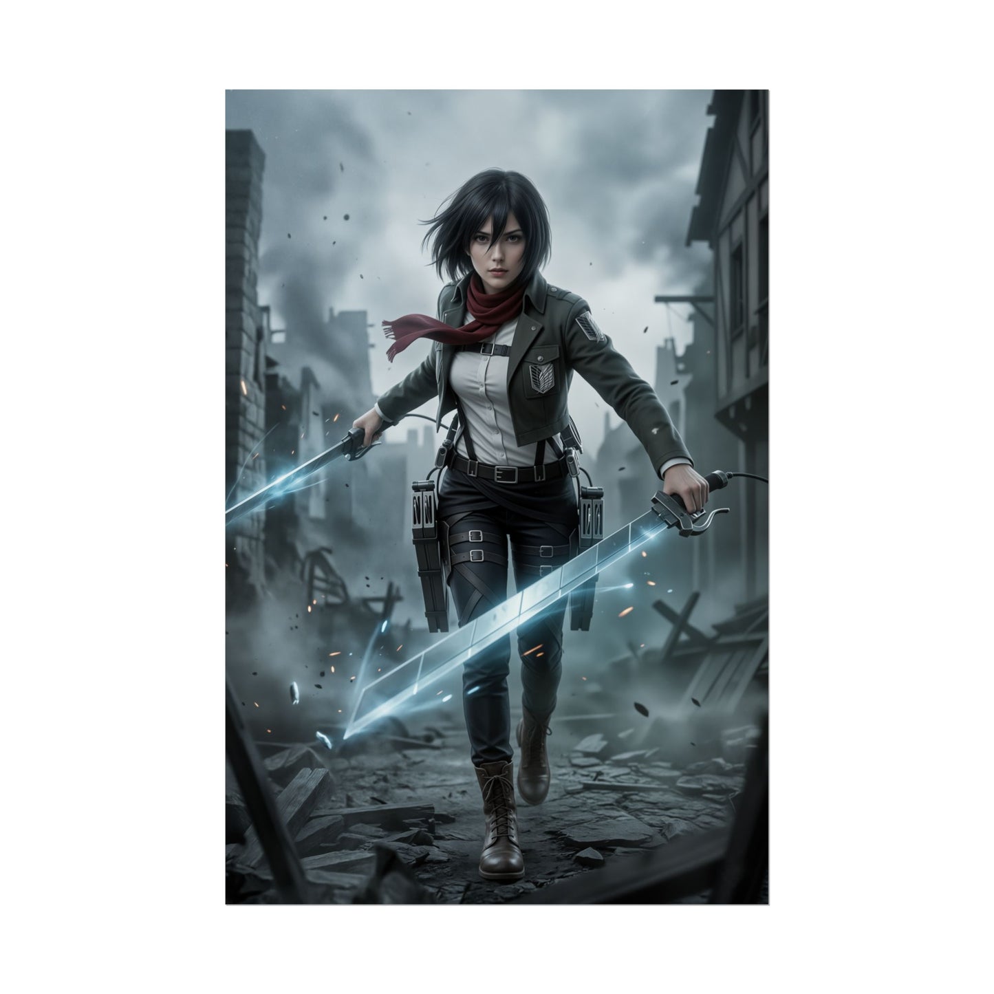 Mikasa Ackerman Poster, Attack on Titan Wall Art Print, Anime Warrior Girl Decor, Anime Wall Art, Gift for Fan