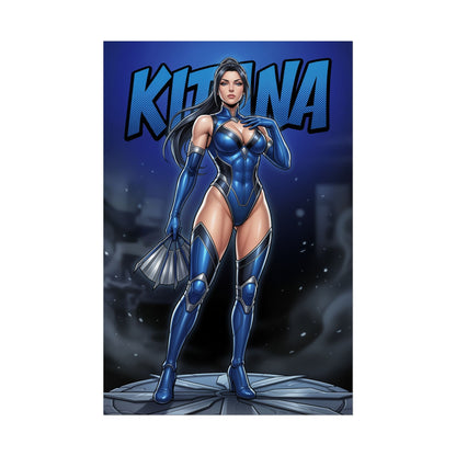 Kitana Mortal Kombat Poster, Mortal Kombat Wall Art, Blue Ninja Girl Print, Fighting Game Wall Art, Gamer Gift