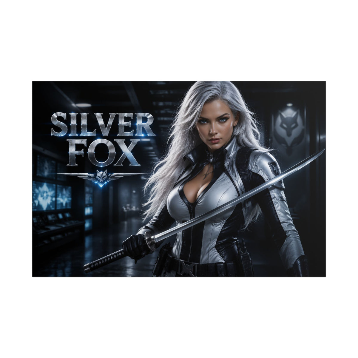 Silver Fox Character Poster Comic Style Wall Decor Bedroom Collector Gift