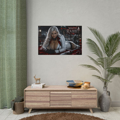 White Rabbit Character Poster Comic Style Wall Decor Bedroom Collector Gift