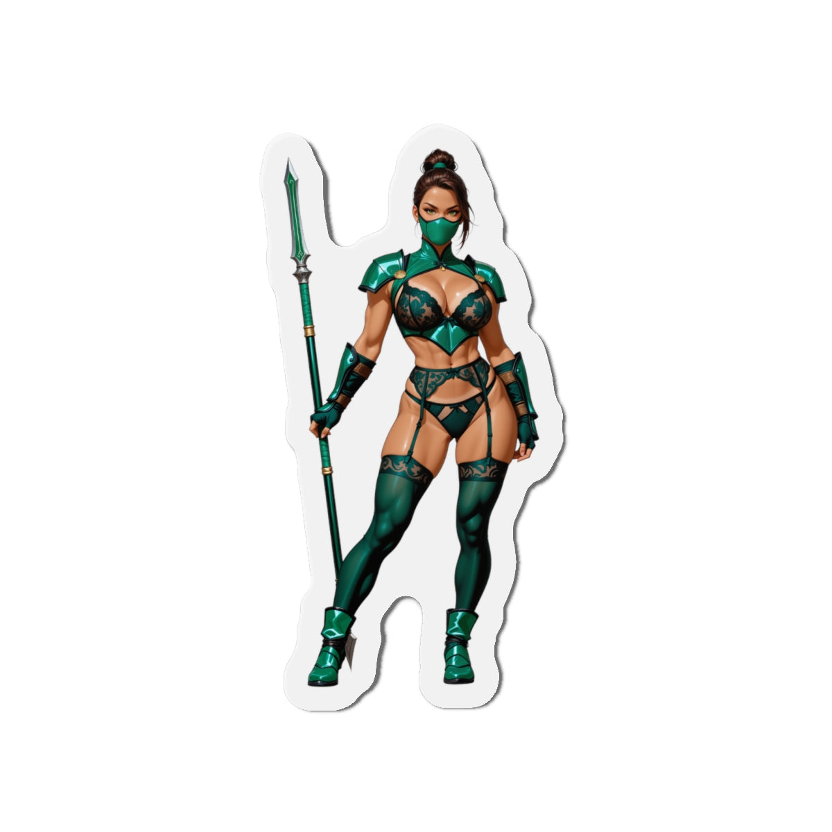 Магніт на холодильник із нефритовою тематикою Mortal Kombat – аніме-дівчина-воїн, декор для геймерів