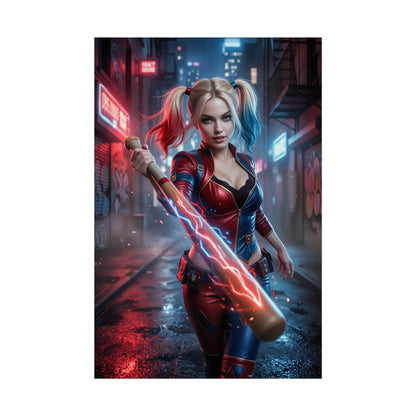 Harley Quinn Poster, DC Comics Wall Art Print, Comic Villain Girl Decor, Gotham Style Wall Art, Gift for Fan