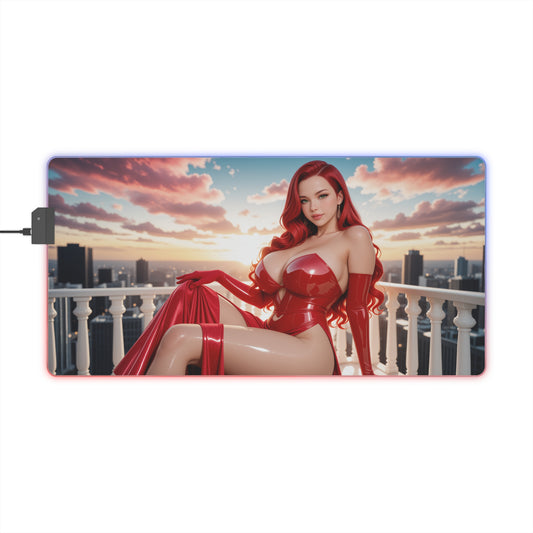Jessica Rabbit Schreibtischunterlage – LED RGB-Pad, elegantes Waifu-Anime-Girl-Setup