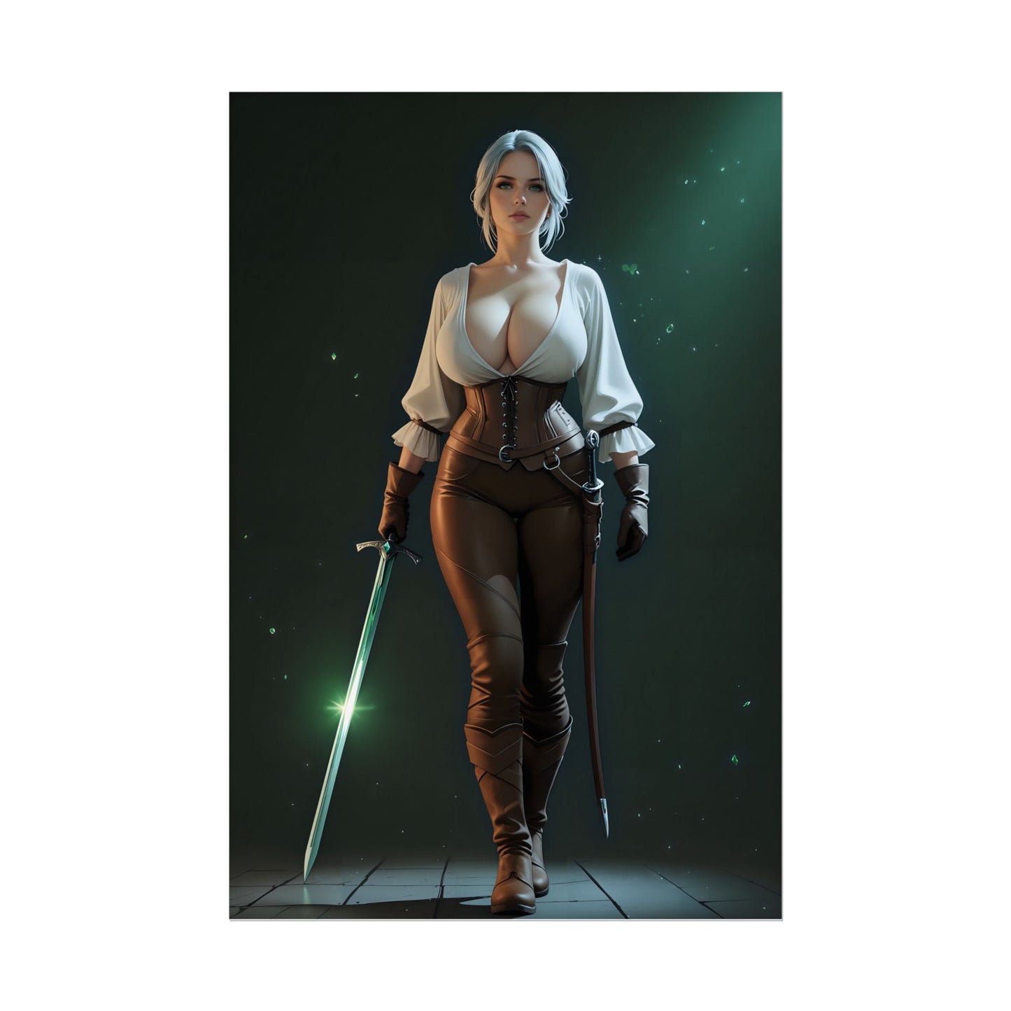 Плакат Ciri, художній принт із біловолосою дівчиною з аніме, декор стін у стилі фентезі Вайфу