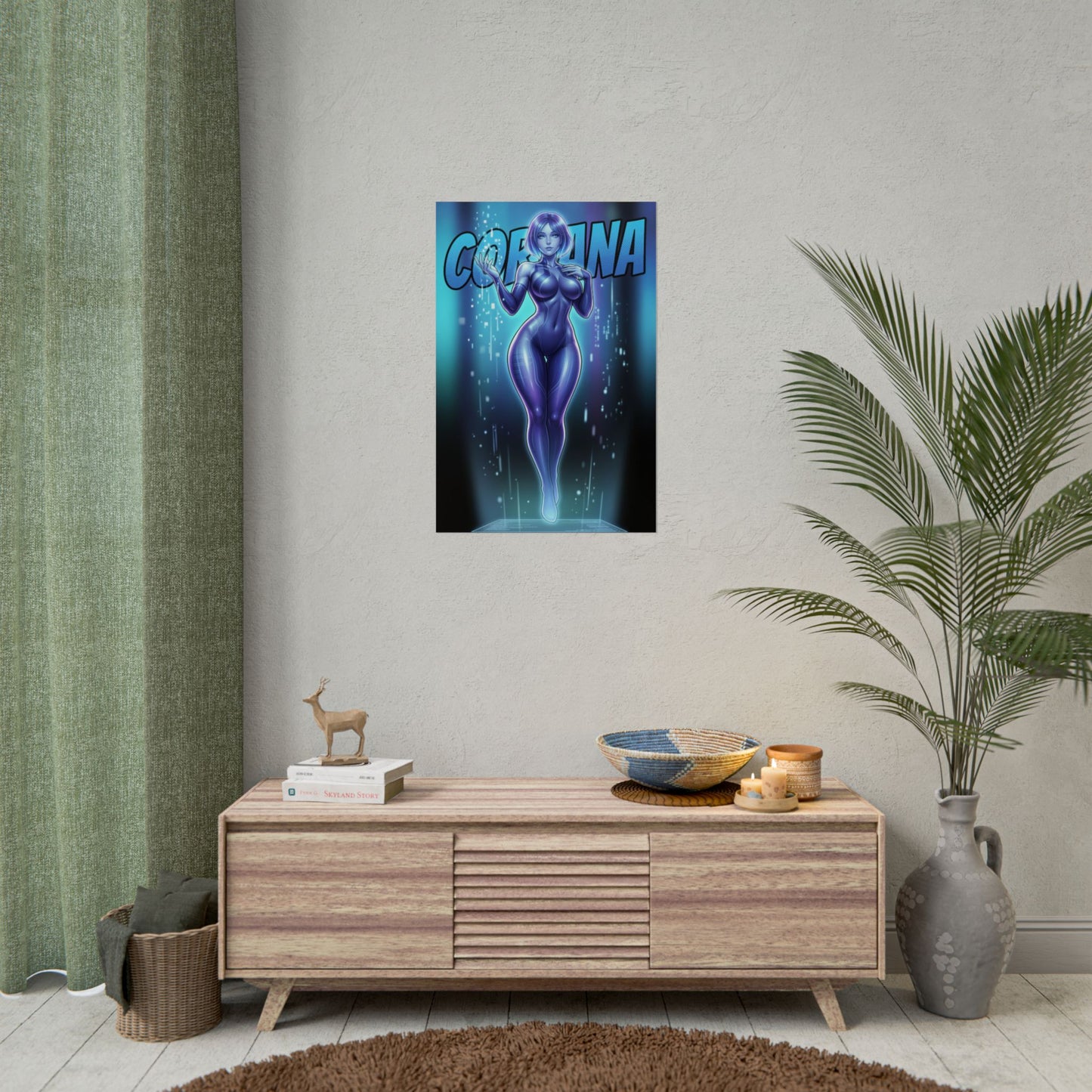 Cortana Art Print, Halo Poster, Futuristic AI Woman Wall Art, Sci Fi Decor, Gaming Setup Wall Art, Gamer Gift