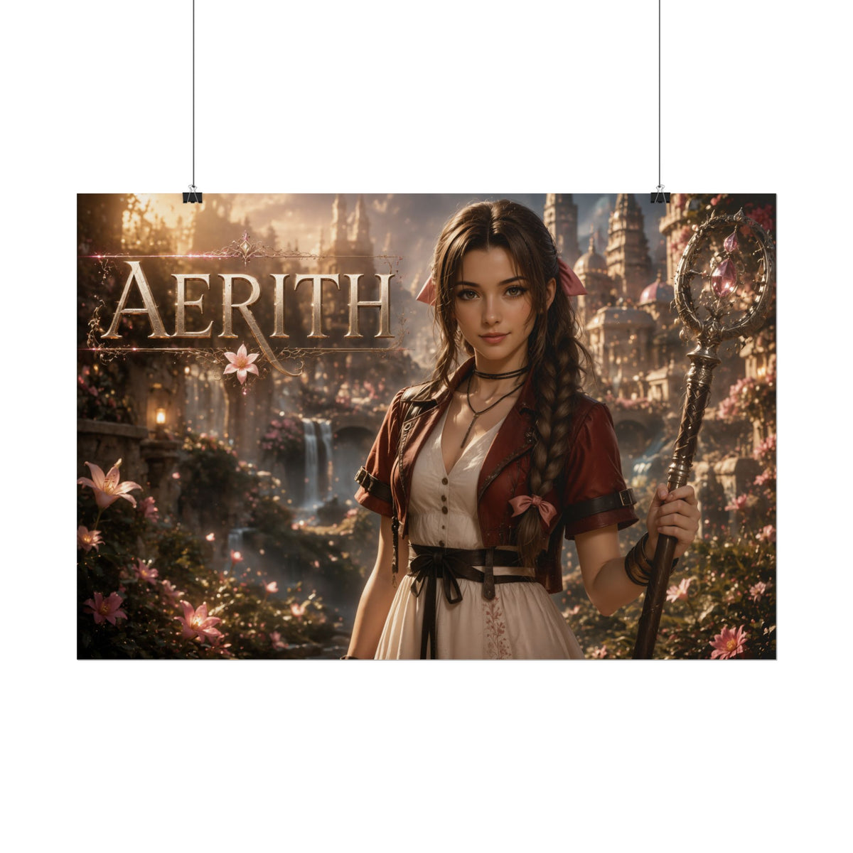 Aerith Gainsborough Character Poster Fantasy Room Wall Decor Collectible Art