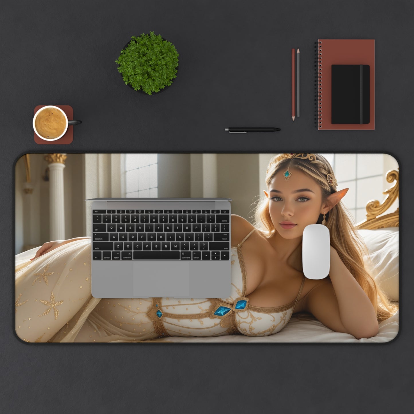 Килимок для столу принцеси, килимок для миші з фентезійною дівчиною, елегантний ігровий стіл