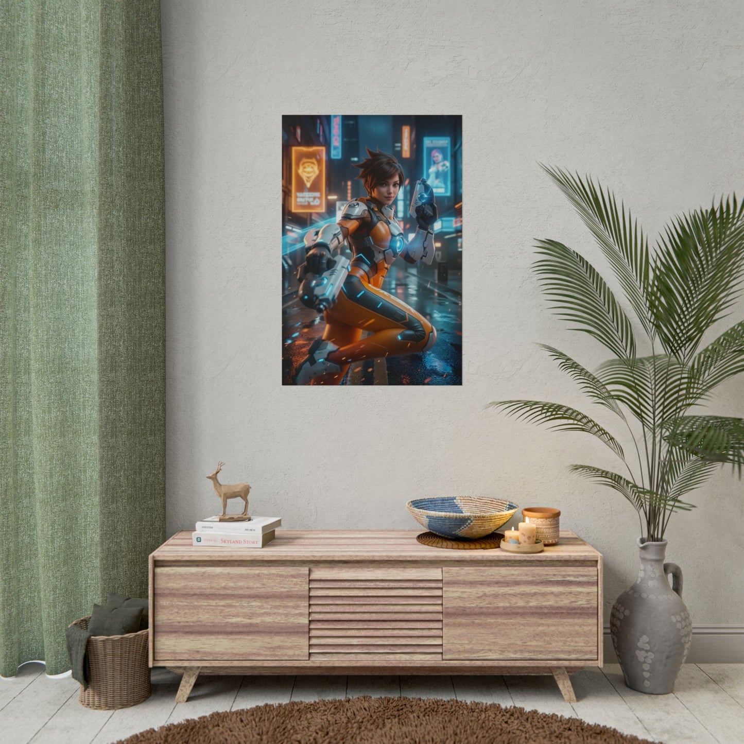 Tracer Overwatch Poster, Overwatch Wall Art Print, Gamer Girl Decor, Esports Wall Art, Gaming Room Poster