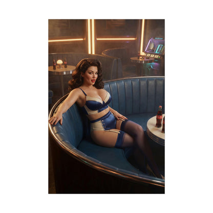Fallout Wasteland Woman Poster / Fallout Wasteland Wall Art / Fallout Wasteland Art Print / Fallout Poster - confident pinup wasteland woman in retro diner booth