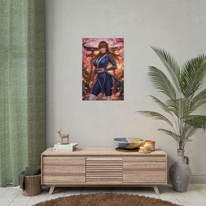 Kasumi Dead or Alive Poster Ninja Woman Wall Art Fighter Girl Print Red Outfit Character Gaming Room Decor Gift
