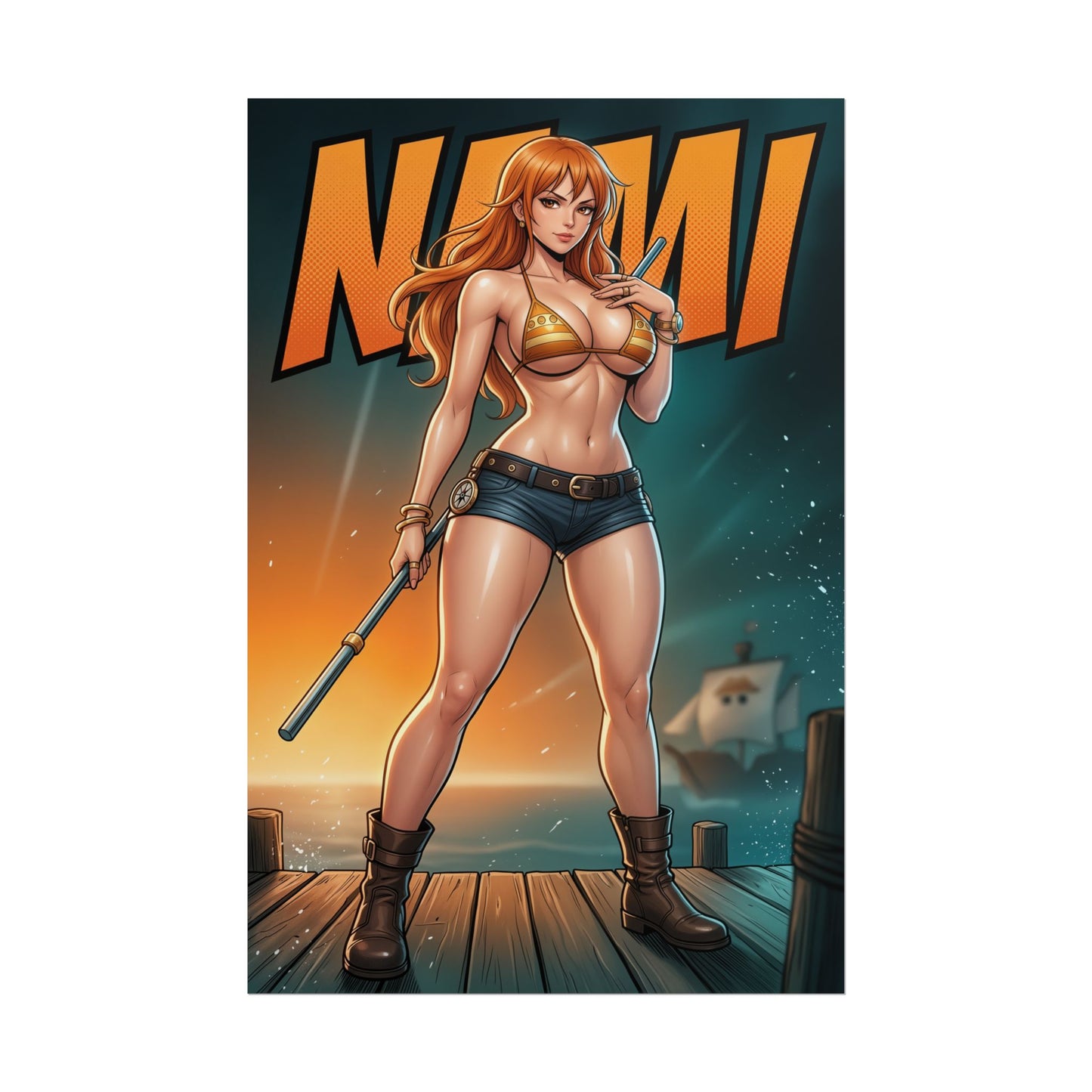 Nami Art Print, One Piece Poster, Anime Girl Wall Art, Pirate Theme Decor, Anime Room Wall Art, Gift