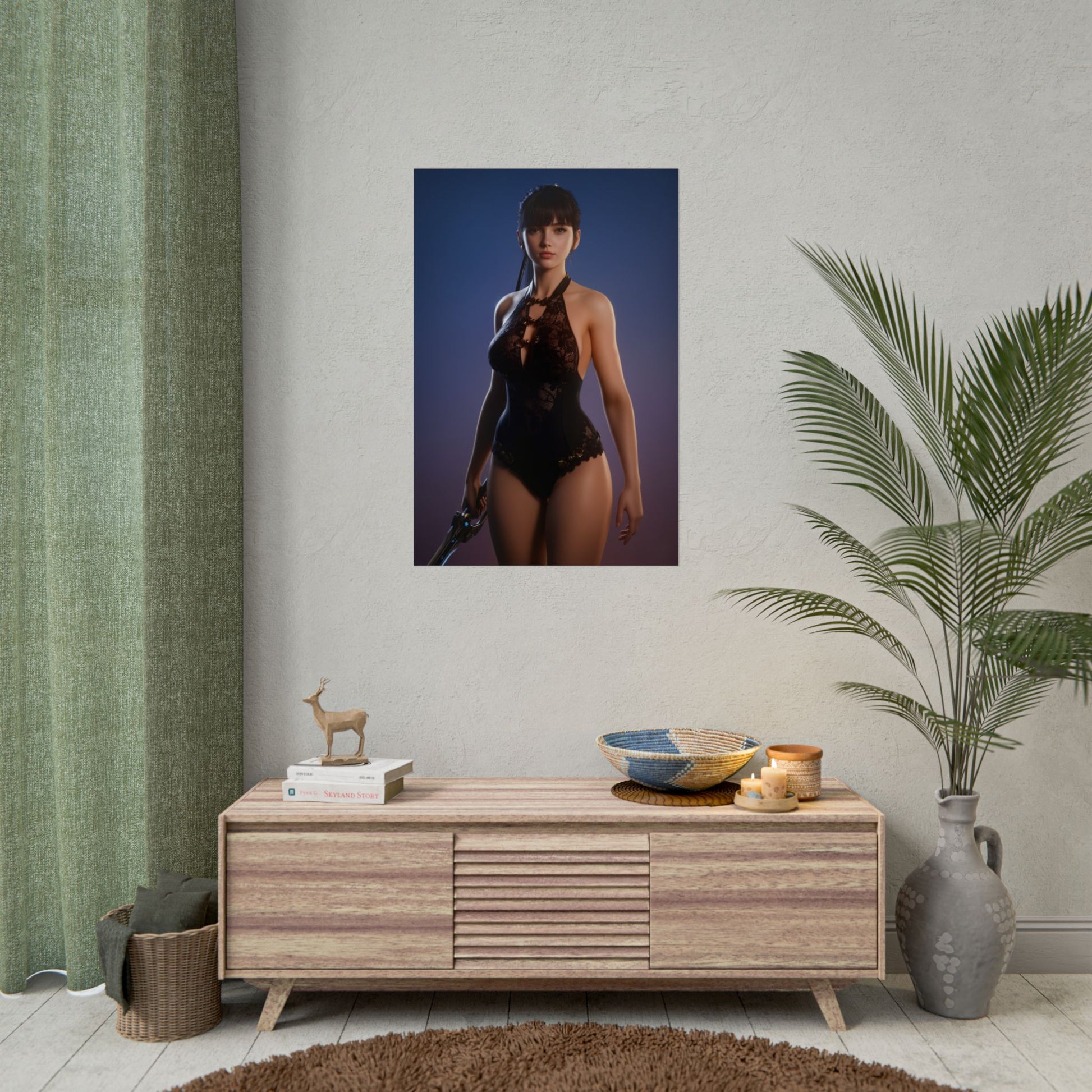 EVE Poster, Stellar Blade Art Print, Iconic Sci-Fi Action Hero Wall Decor featuring focused heroine in futuristic combat pose for gaming room decor