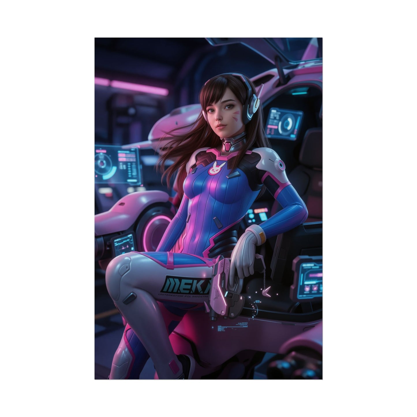 D.Va Overwatch Poster, Overwatch Wandkunst, Gamer Girl Deko, Esports Zimmer Wandkunst, Gaming Setup Poster