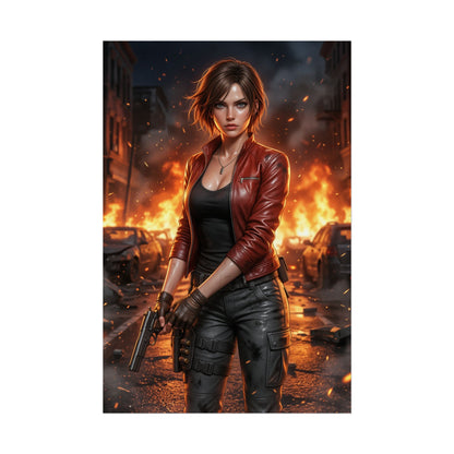 Claire Redfield Resident Evil Poster Action Heroine Wall Art Zombie Survival Character Print Gaming Room Decor Gift